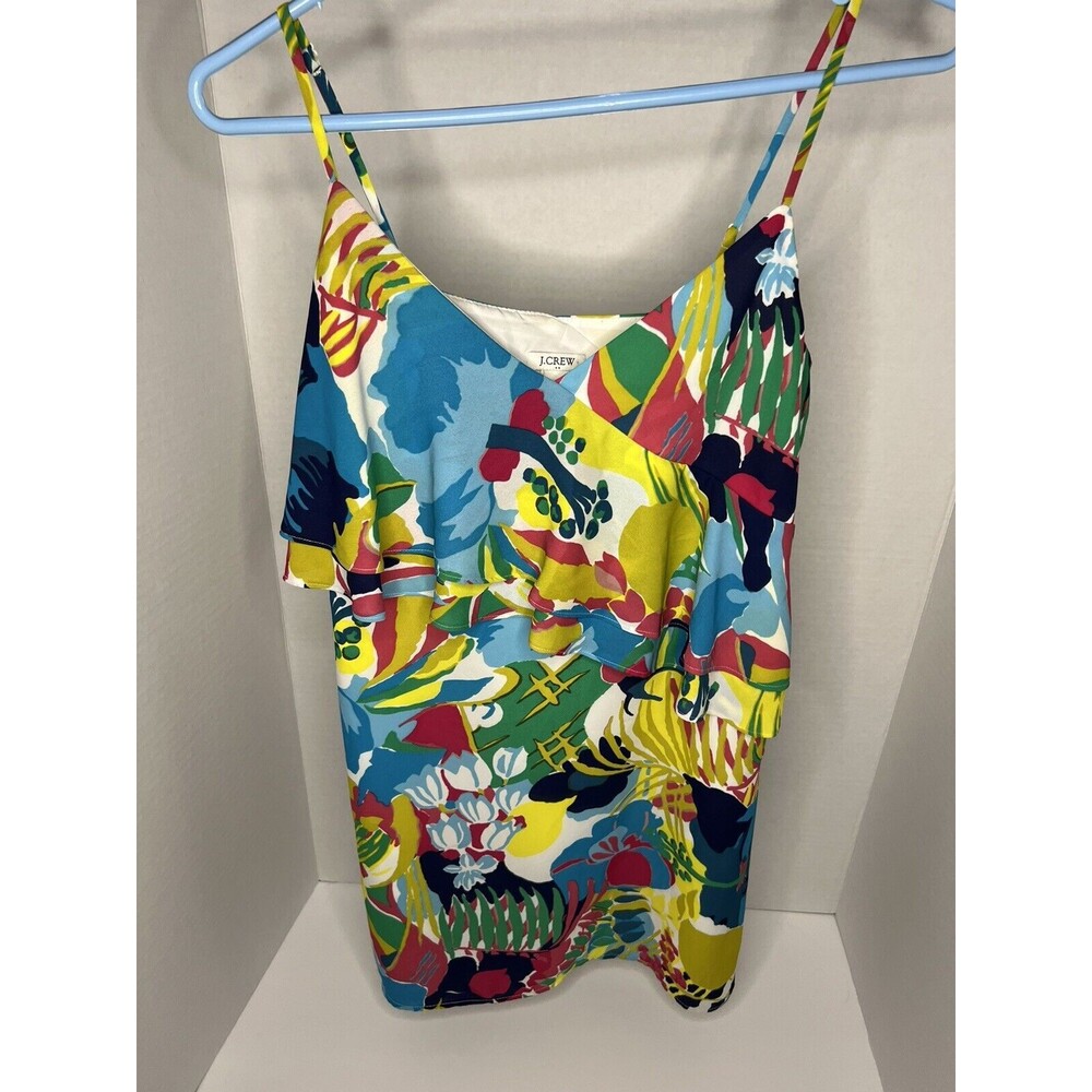 J. Crew Factory Ruffle Front Cami Dress Tropical Mulitcolored Floral size 00